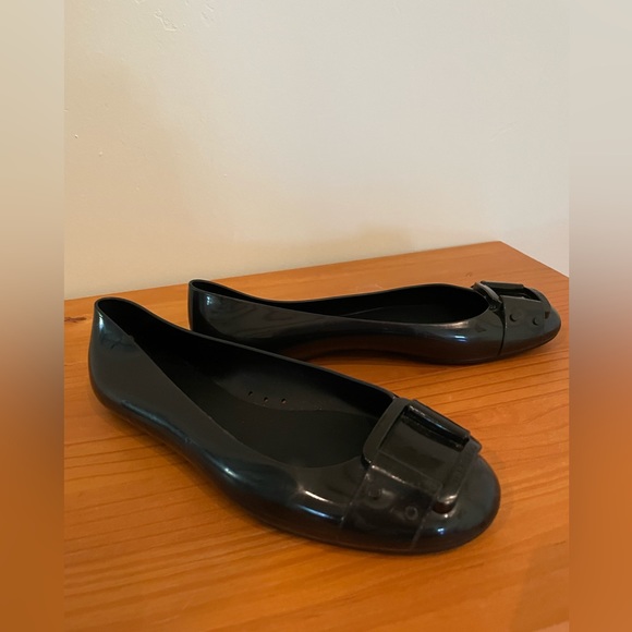 Jimmy Choo Shoes - Jimmy Choo Black Buckle Jelly Rain Flats Sz. 8